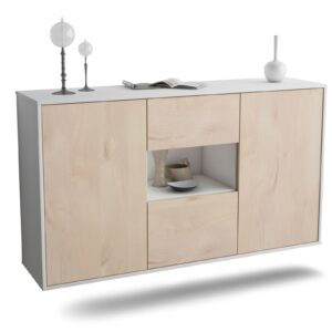 Sideboard Tallahassee | hängend | Korpus Weiß | Front in Zeder Holz Optik | 136x79x35cm (BxHxT)