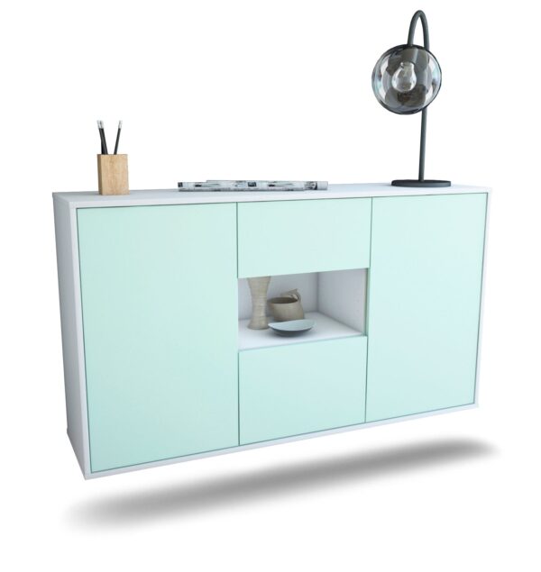 Sideboard Tallahassee | hängend | Korpus Weiß | Front in Mint | 136x79x35cm (BxHxT)
