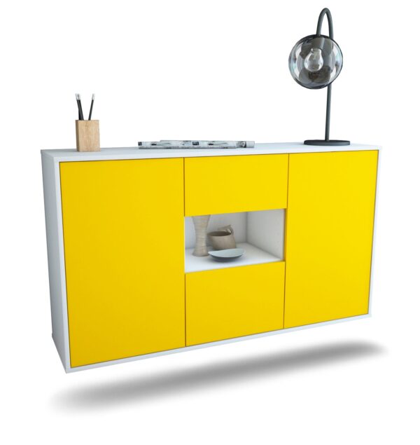 Sideboard Tallahassee | hängend | Korpus Weiß | Front in Gelb | 136x79x35cm (BxHxT)