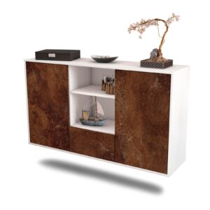 Sideboard Oceanside | hängend | Korpus Weiß | Front in Rost Optik | 136x79x35cm (BxHxT)