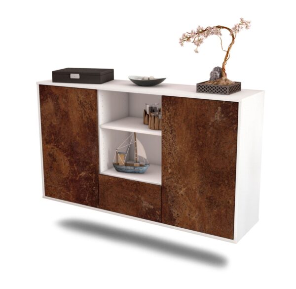 Sideboard Oceanside | hängend | Korpus Weiß | Front in Rost Optik | 136x79x35cm (BxHxT)