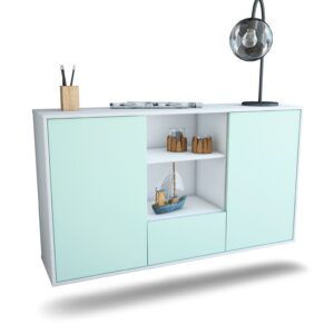 Sideboard Oceanside | hängend | Korpus Weiß | Front in Mint | 136x79x35cm (BxHxT)