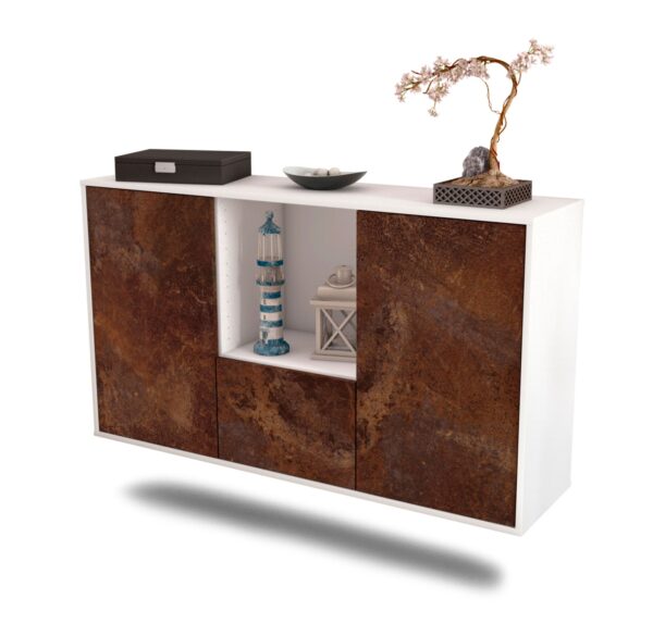 Sideboard Garden Grove | hängend | Korpus Weiß | Front in Rost Optik | 136x79x35cm (BxHxT)