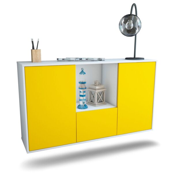 Sideboard Garden Grove | hängend | Korpus Weiß | Front in Gelb | 136x79x35cm (BxHxT)