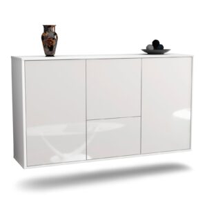 Sideboard Vancouver | hängend | Korpus Weiß | Front in Hochglanz Weiß | 136x79x35cm (BxHxT)