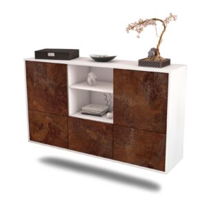 Sideboard Grand Prairie | hängend | Korpus Weiß | Front in Rost Optik | 136x79x35cm (BxHxT)