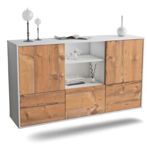 Sideboard Grand Prairie | hängend | Korpus Weiß | Front in Pinie Holz Optik | 136x79x35cm (BxHxT)