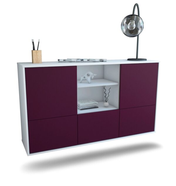 Sideboard Grand Prairie | hängend | Korpus Weiß | Front in Lila | 136x79x35cm (BxHxT)