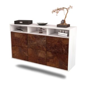 Sideboard Cape Coral | hängend | Korpus Weiß | Front in Rost Optik | 136x79x35cm (BxHxT)