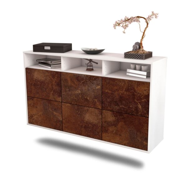 Sideboard Cape Coral | hängend | Korpus Weiß | Front in Rost Optik | 136x79x35cm (BxHxT)
