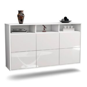 Sideboard Cape Coral | hängend | Korpus Weiß | Front in Hochglanz Weiß | 136x79x35cm (BxHxT)