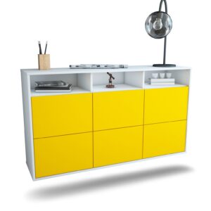Sideboard Cape Coral | hängend | Korpus Weiß | Front in Gelb | 136x79x35cm (BxHxT)