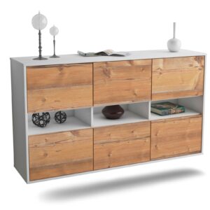 Sideboard Rockford | hängend | Korpus Weiß | Front in Pinie Holz Optik | 136x79x35cm (BxHxT)