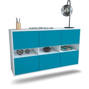 Sideboard Rockford | hängend | Korpus Weiß | Front in Türkis | 136x79x35cm (BxHxT)