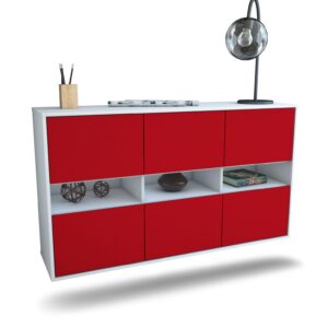 Sideboard Rockford | hängend | Korpus Weiß | Front in Bordeaux | 136x79x35cm (BxHxT)