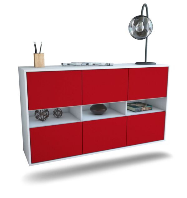 Sideboard Rockford | hängend | Korpus Weiß | Front in Bordeaux | 136x79x35cm (BxHxT)
