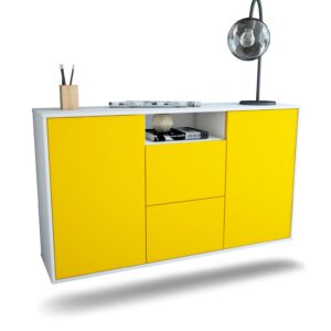 Sideboard Dayton | hängend | Korpus Weiß | Front in Gelb | 136x79x35cm (BxHxT)