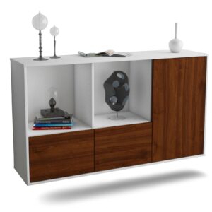 Sideboard Springfield | hängend | Korpus Weiß | Front in Walnuss Holz Optik | 136x79x35cm (BxHxT)