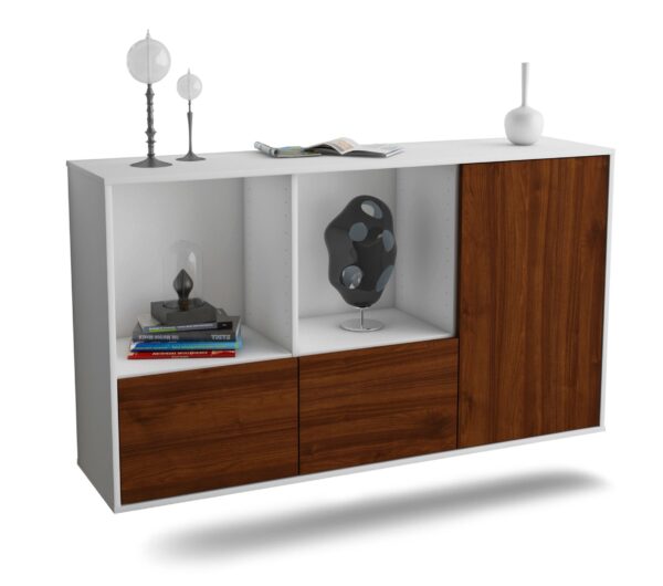 Sideboard Springfield | hängend | Korpus Weiß | Front in Walnuss Holz Optik | 136x79x35cm (BxHxT)