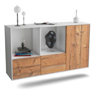 Sideboard Springfield | hängend | Korpus Weiß | Front in Pinie Holz Optik | 136x79x35cm (BxHxT)