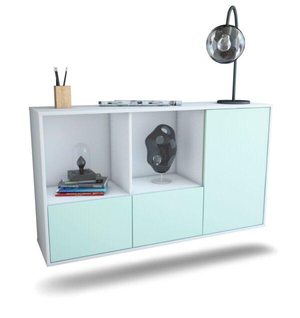 Sideboard Springfield | hängend | Korpus Weiß | Front in Mint | 136x79x35cm (BxHxT)