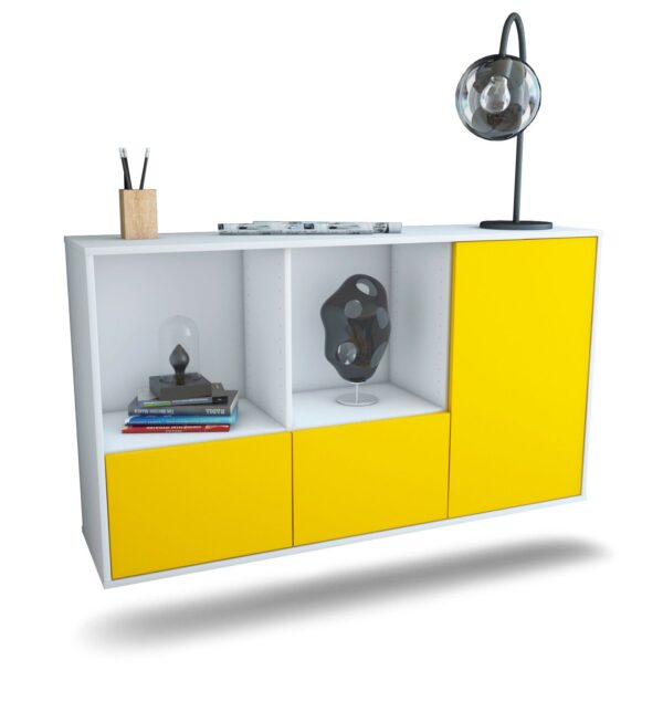 Sideboard Springfield | hängend | Korpus Weiß | Front in Gelb | 136x79x35cm (BxHxT)
