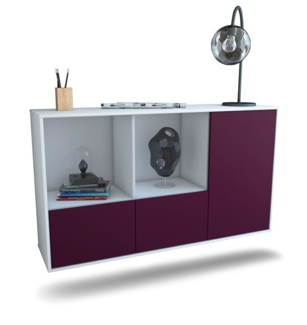Sideboard Springfield | hängend | Korpus Weiß | Front in Lila | 136x79x35cm (BxHxT)