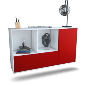 Sideboard Springfield | hängend | Korpus Weiß | Front in Bordeaux | 136x79x35cm (BxHxT)