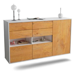 Sideboard Santa Rosa | hängend | Korpus Weiß | Front in Eiche Holz Optik | 136x79x35cm (BxHxT)