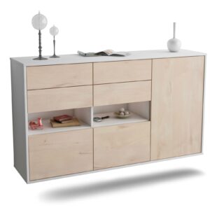 Sideboard Santa Rosa | hängend | Korpus Weiß | Front in Zeder Holz Optik | 136x79x35cm (BxHxT)