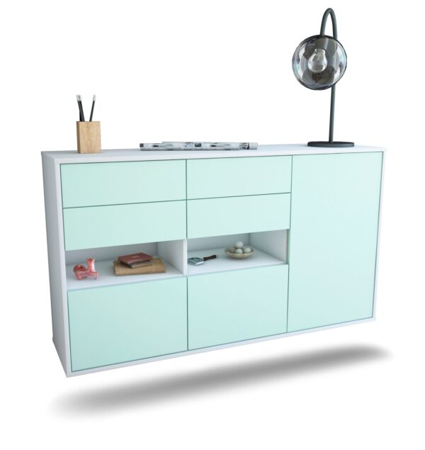 Sideboard Santa Rosa | hängend | Korpus Weiß | Front in Mint | 136x79x35cm (BxHxT)