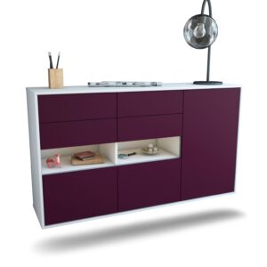 Sideboard Santa Rosa | hängend | Korpus Weiß | Front in Lila | 136x79x35cm (BxHxT)