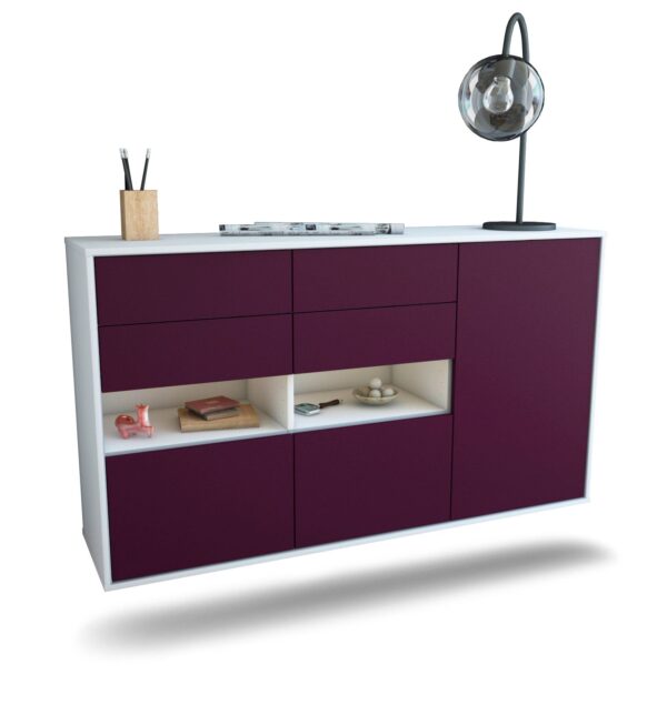 Sideboard Santa Rosa | hängend | Korpus Weiß | Front in Lila | 136x79x35cm (BxHxT)