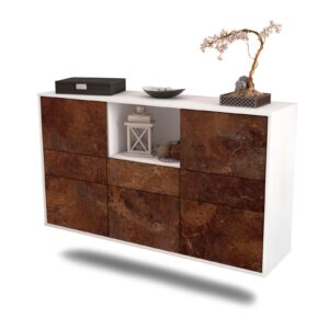 Sideboard Pomona | hängend | Korpus Weiß | Front in Rost Optik | 136x79x35cm (BxHxT)