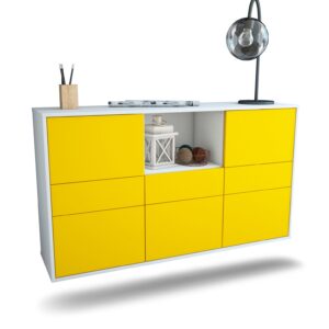 Sideboard Pomona | hängend | Korpus Weiß | Front in Gelb | 136x79x35cm (BxHxT)
