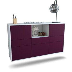 Sideboard Pomona | hängend | Korpus Weiß | Front in Lila | 136x79x35cm (BxHxT)
