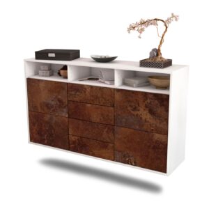 Sideboard Salem | hängend | Korpus Weiß | Front in Rost Optik | 136x79x35cm (BxHxT)