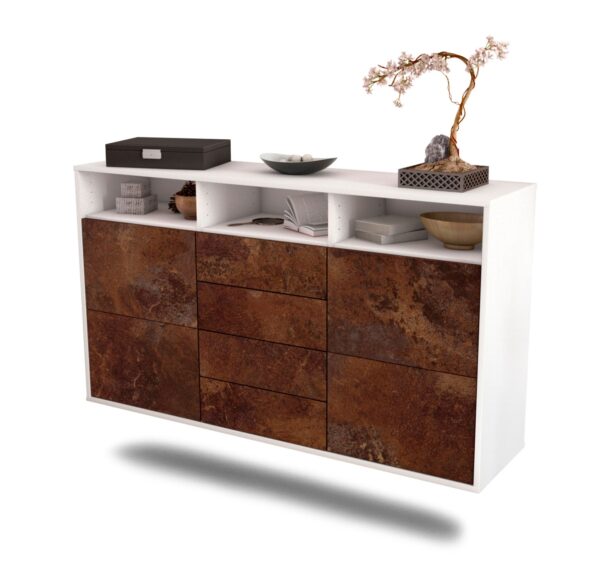 Sideboard Salem | hängend | Korpus Weiß | Front in Rost Optik | 136x79x35cm (BxHxT)