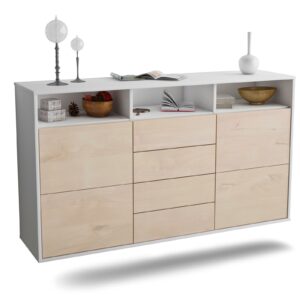 Sideboard Salem | hängend | Korpus Weiß | Front in Zeder Holz Optik | 136x79x35cm (BxHxT)