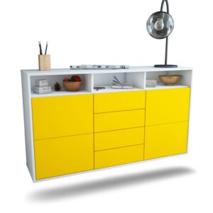 Sideboard Salem | hängend | Korpus Weiß | Front in Gelb | 136x79x35cm (BxHxT)