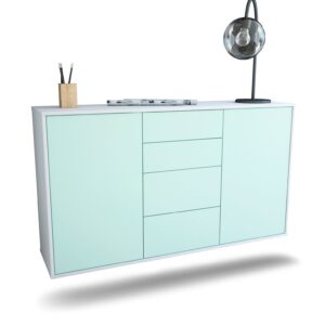 Sideboard Corona | hängend | Korpus Weiß | Front in Mint | 136x79x35cm (BxHxT)