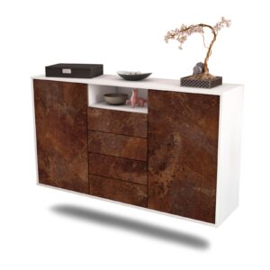 Sideboard Eugene | hängend | Korpus Weiß | Front in Rost Optik | 136x79x35cm (BxHxT)