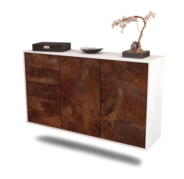 Sideboard Peoria | hängend | Korpus Weiß | Front in Rost Optik | 136x79x35cm (BxHxT)