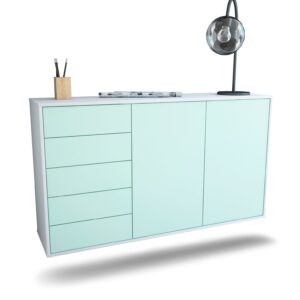 Sideboard Peoria | hängend | Korpus Weiß | Front in Mint | 136x79x35cm (BxHxT)