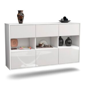 Sideboard Paterson | hängend | Korpus Weiß | Front in Hochglanz Weiß | 136x79x35cm (BxHxT)
