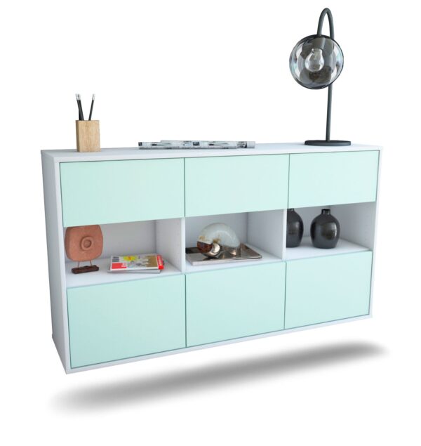 Sideboard Paterson | hängend | Korpus Weiß | Front in Mint | 136x79x35cm (BxHxT)