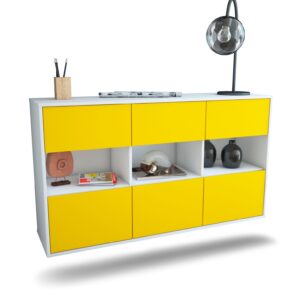 Sideboard Paterson | hängend | Korpus Weiß | Front in Gelb | 136x79x35cm (BxHxT)