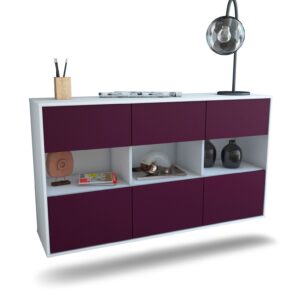 Sideboard Paterson | hängend | Korpus Weiß | Front in Lila | 136x79x35cm (BxHxT)
