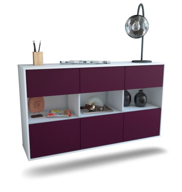 Sideboard Paterson | hängend | Korpus Weiß | Front in Lila | 136x79x35cm (BxHxT)