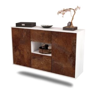 Sideboard Pasadena | hängend | Korpus Weiß | Front in Rost Optik | 136x79x35cm (BxHxT)